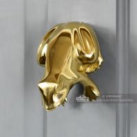 Polished Brass Frog Door Knocker On Grey Door