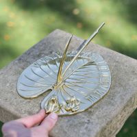 Scale Shot of Polished Brass "Lily Pad & Bullfrog" Sundial - 210mm