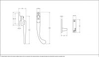 Polished Brass Night-Vent Locking Window Fastener - Right Handed Dimensions