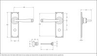 Polished Copper Lever Bathroom Door Handle Dimensions