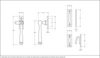 Polished Copper Locking Casement Window Fastener Dimensions