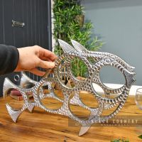 Polished Nickel "Fish" Wine Rack to Scale