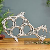 Front View of the Polished Nickel "Fish" Wine Rack 