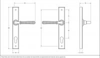 Polished Copper Hammered Slimline Lever Door Handle Dimensions