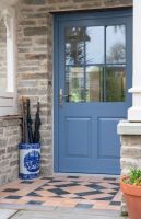 Polished Nickel Hammered Slimline Lever Door Handle in Situ
