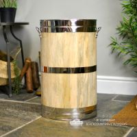 "Hofburg" Wooden & Polished Brass Log Basket 