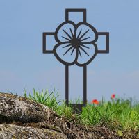 Poppy Cross "Remembrance" Ground Spike in Black Finish in Situ