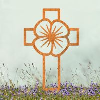 Rustic Ground Spike in Rustic Finish with Poppy Cross "Remembrance" Motif