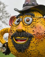 Close up of scrap metal art sculpture