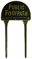 Solid Brass & Black "Public Footpath" Lawn Sign
