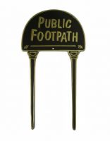 Solid Brass & Black "Public Footpath" Lawn Sign