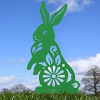 Floral Rabbit Silhouette in Green