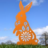 Floral Rabbit Silhouette in Orange
