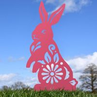 Floral Rabbit Silhouette in Pink