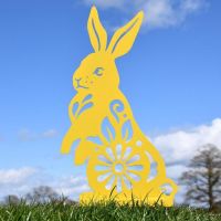 Floral Rabbit Silhouette in Yellow