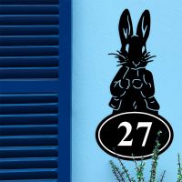 Mr Rabbit Iron House Number Sign
