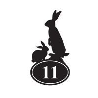 Rabbit Iron House Number Sign Finished in Black