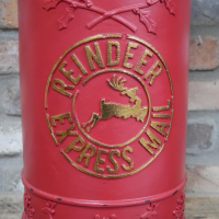 Gold "Reindeer Express" Text on the Front of the Post Box