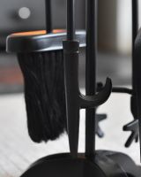 Close up of tools on fireside companion set