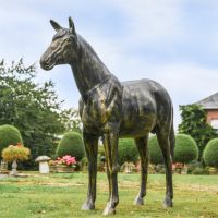 Recycled Cast Aluminium Brushed Gold Secretariat Horse Sculpture 