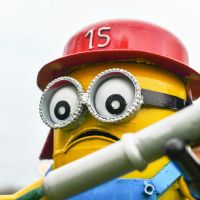 Close-Up of Recycled Metal "Feeble Fireman" Henchman Sculpture
