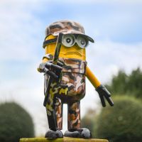 Recycled Metal "Ghillie Suit Soldier" Minion Sculpture