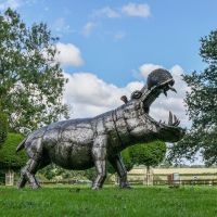 Recycled Metal Fighting Hippo Sculpture