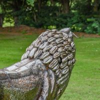 View of the Back of the Recycled Metal Roaring Lion Sculpture