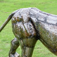 Recycled Metal Finish on the Roaring Lion Sculpture