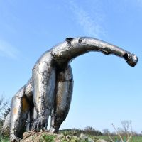View of the Front of the Recycled Steel Anteater Sculpture