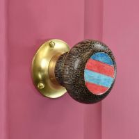 Red and Blue Striped Door Knobs