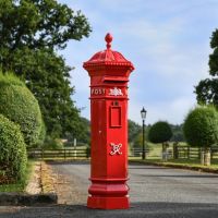 Penfold Pillar Post Box - Red Finish in Situ