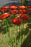 Red Poppy Spike Garden Ornament