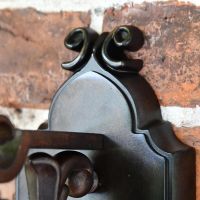 Ornate Back Plate on the Renaissance Style Standard Hanging Bronze Wall Lantern