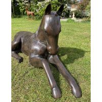 Front View of the Resting Foal Garden Horse Sculpture