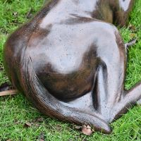 Close-up of the Bronze Finish on the Resting Foal Garden Horse Sculpture