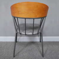Metal, Wood & Leather Curved Back Dining Chair