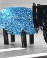 Close up of intricate details on recycled metal art sculpture