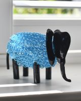 "Rhea" the Recycled Metal Elephant - Blue