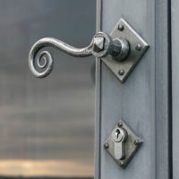 "Rhesus" Monkeytail on Diamond Rose In Situ On A Blue Door