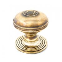 Ribbed Antique Brass Centre Door Knob Set