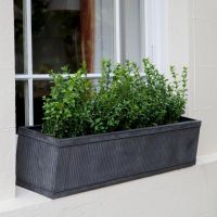 Ribbed Steel Window Trough Planter in Situ