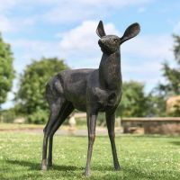 Cast Aluminium Doe Sculpture - Facing Right