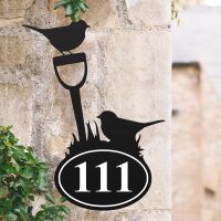 Bespoke Robin Iron House Number Sign in Situ