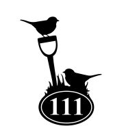 Robin Iron House Number Sign Finished in Black