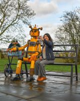 Scale image of recycled metal garden bench