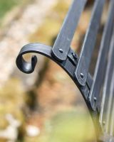 Close-Up of Backrest on Black Robust “Chatham" Three Seater Park Bench