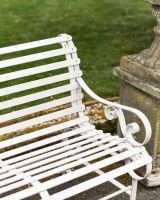 Close-Up of Robust Cream “Chatham" Three Seater Park Bench