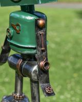 Close up of Rodney Recycled Metal Robot Sculpture Arm
