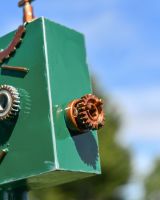 Close up of Rodney Recycled Metal Robot Sculpture head detailing